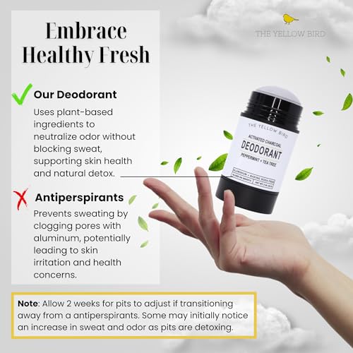 Natural Deodorant - Aluminum & Baking Soda Free, For Men & Women, Sensitive Skin Friendly Formula with Activated Charcoal | 3oz | Made in USA