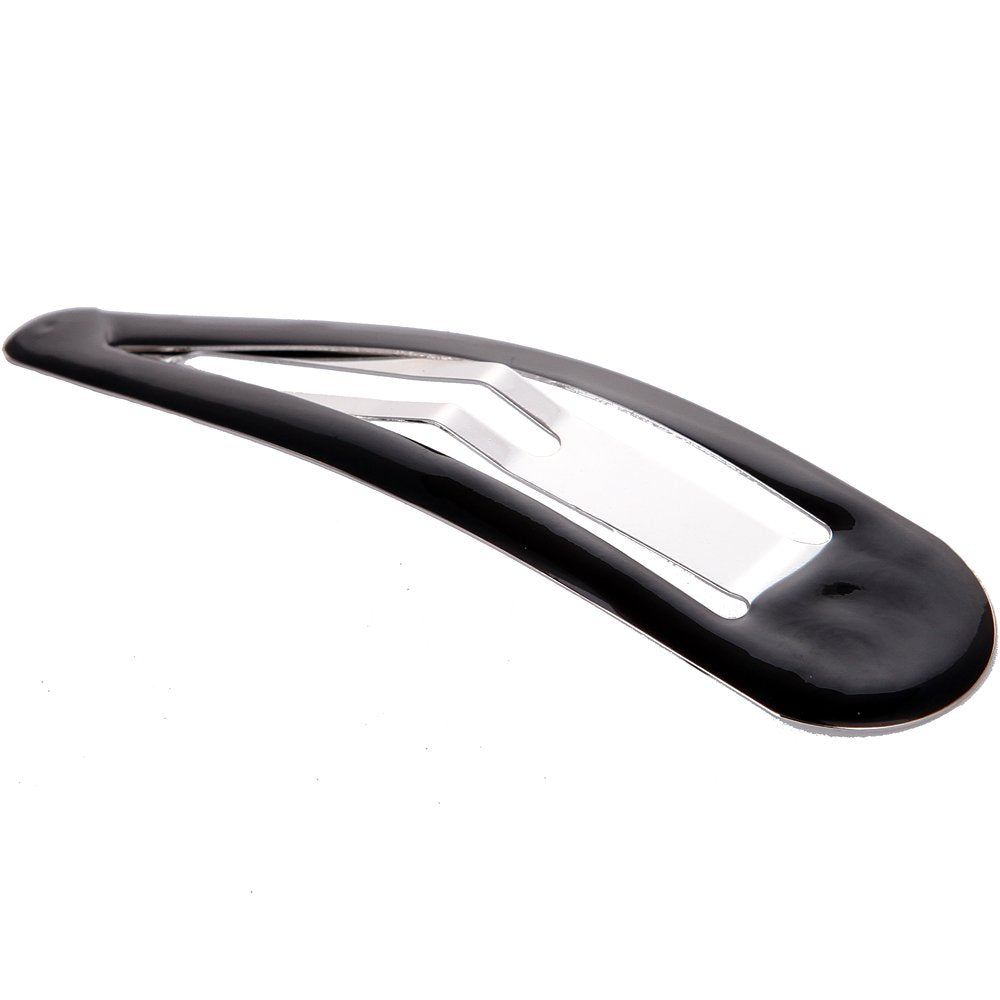 LONEEDY LONEEDY Pack of 10 Large Metal Stoving Varnish Hair Snap Clips,3.5 inch Long No-slip Hair Clips Barrettes For Women and Girls (Black)