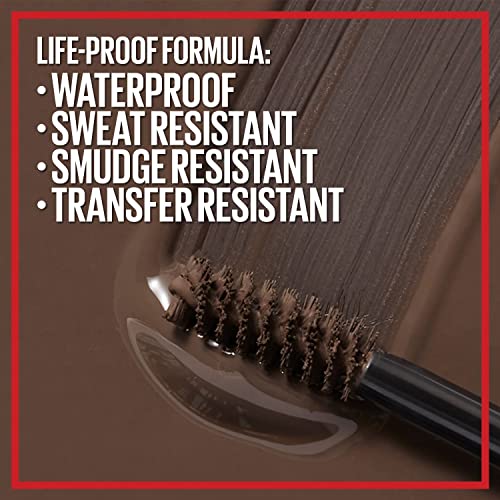 Maybelline Tattoo Studio Brow Styling Gel, Waterproof Eyebrow Make Up, Brow Tint for Up to 36HR Wear, Black Brown, 1 Count