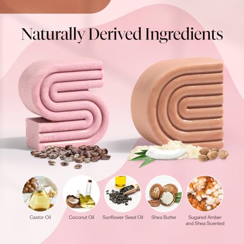 Kitsch Castor Oil Shampoo & Shea Butter Conditioner Bar - Vegan & All Natural Solid Bar | Hydrating & Moisturizing Soap, Paraben-Free, Made in USA - 2pcs