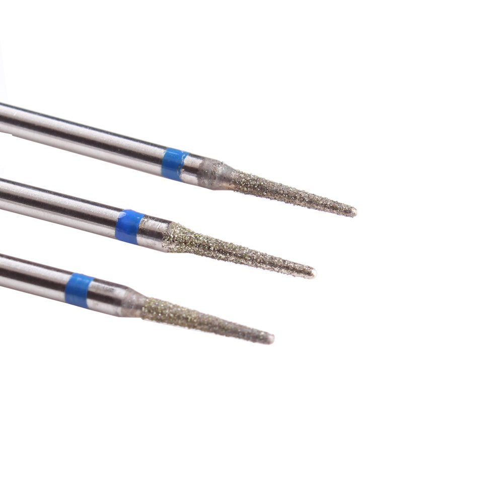 B: Mzcmsl 3Pcs Needle Shaped Cuticle Bits, 3/32 Shank Diamond E File Bit, Under Nail Drill Bit for Manicure Machine