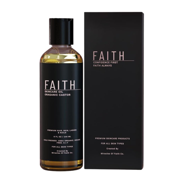 Faith Co. USDA Castor Oil Organic Cold Pressed Hexane Free For Hair, Body & Face - 100% Pure - Healthy Hair, Lashes, Brows - Vegan, Hair & Eyelash Serum Oil 240ml