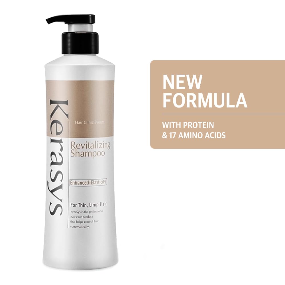 Kerasys Hair Clinic Protein Care System for Thin Limp Hair Rosehip Oil REVITALIZING 13.5 fl oz / 400 ml (Shampoo 1-Pack)