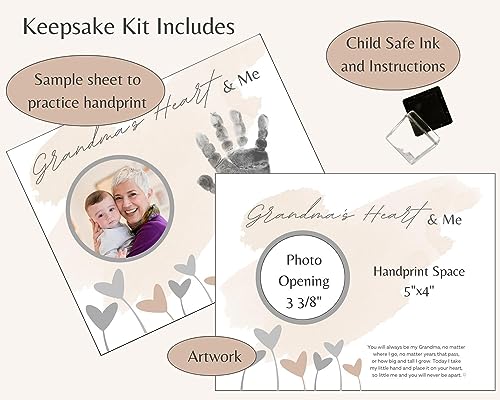 Baby Child Keepsake Handprint Frame for Grandma with Poetry - Loving Gift for Grandma for Christmas, Mother's Day- Made in USA