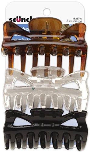 Scunci Effortless Beauty Basic Jaw Clips 3 Count by Scunci