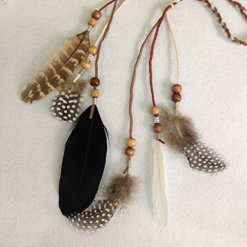 Women Lady Girls BOHO Peacock Feather Hairdressing Hair Band Head Band Folk Style Indian Handmade Headband Hair Hoop Headpiece Headwear Accessory