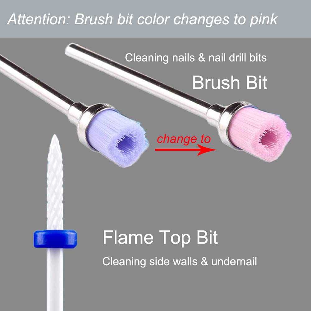 Feecy Nail Drill Bits Set Ceramic for Acrylic Nails Gel Polish Professional, 3/32 Inch Efile Nail Drill Bits Kit for Cuticle Manicure Pedicure Nail Art Tools with Holder, 7pcs (S07-B3u)