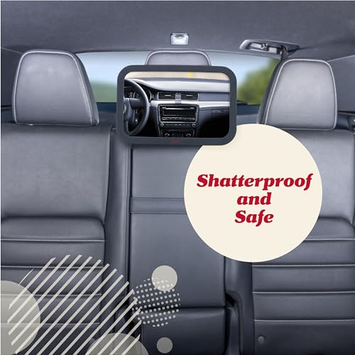 Lusso Gear Baby Car Mirror - Rear-Facing Infant Mirror for Car with Crystal Clear View - Secure Shatterproof Backseat Design, Black