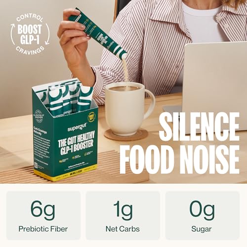 Supergut Gut Healthy GLP-1 Booster - High Fiber GLP-1 Supplement Powder for Women & Men - Sugar-Free Drink Mix for Gut Health (15 Servings)