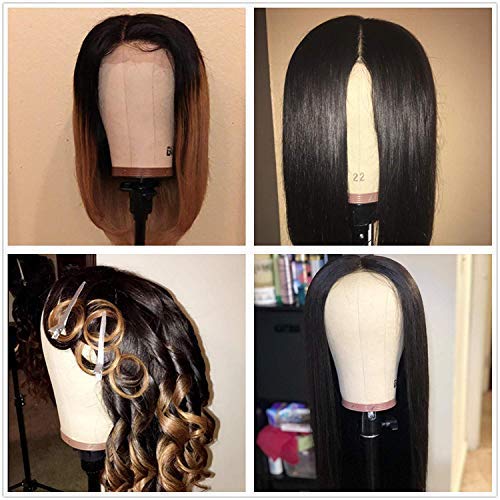 gexworldwide GEX 24 Canvas Cork Wig Block Mannequin Head for Wig Making Drying Styling Display with Table C Clamp Stand Holder (Light Brown 24)