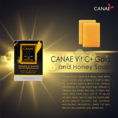 CN CANAE Face Moisturizer Facial Soap Bar with Vit C + Gold Honey Natural Anti Wrinkle & Aging Remover for Dry Skin and Pore Tightener, 3.5 oz