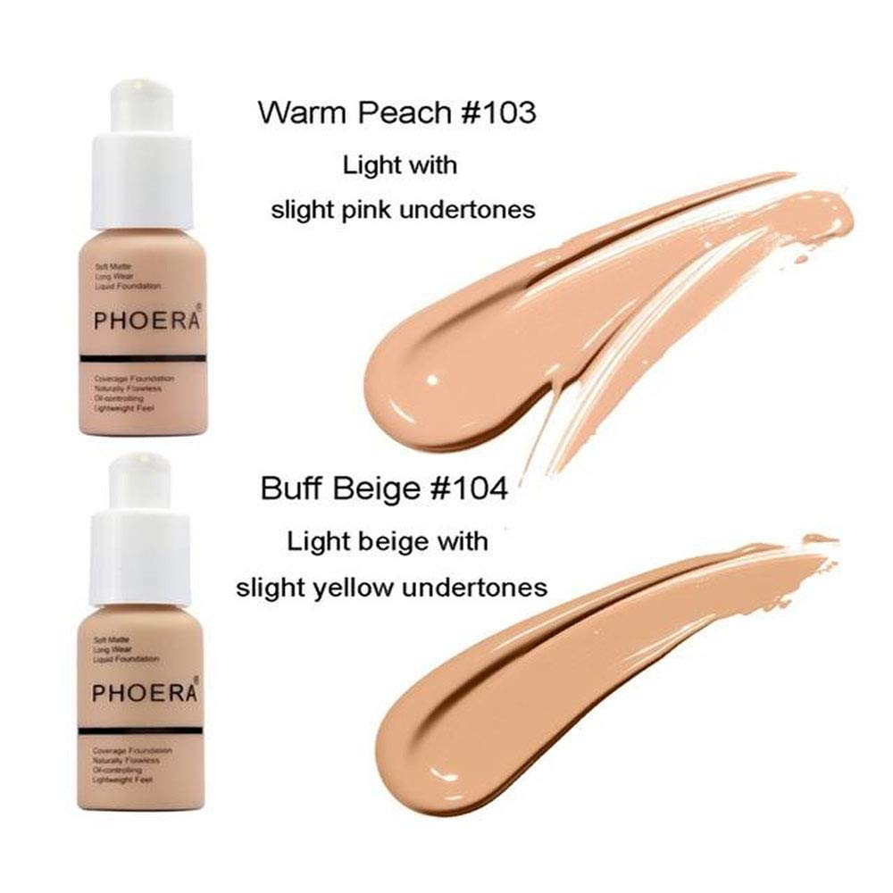 2Pcs Matte Oil Control Concealer Foundation Cream Concealer Cover Cream Long Lasting Moisturizing Base Liquid Foundation Flawless Colour Changing Foundation for women&girls(102)