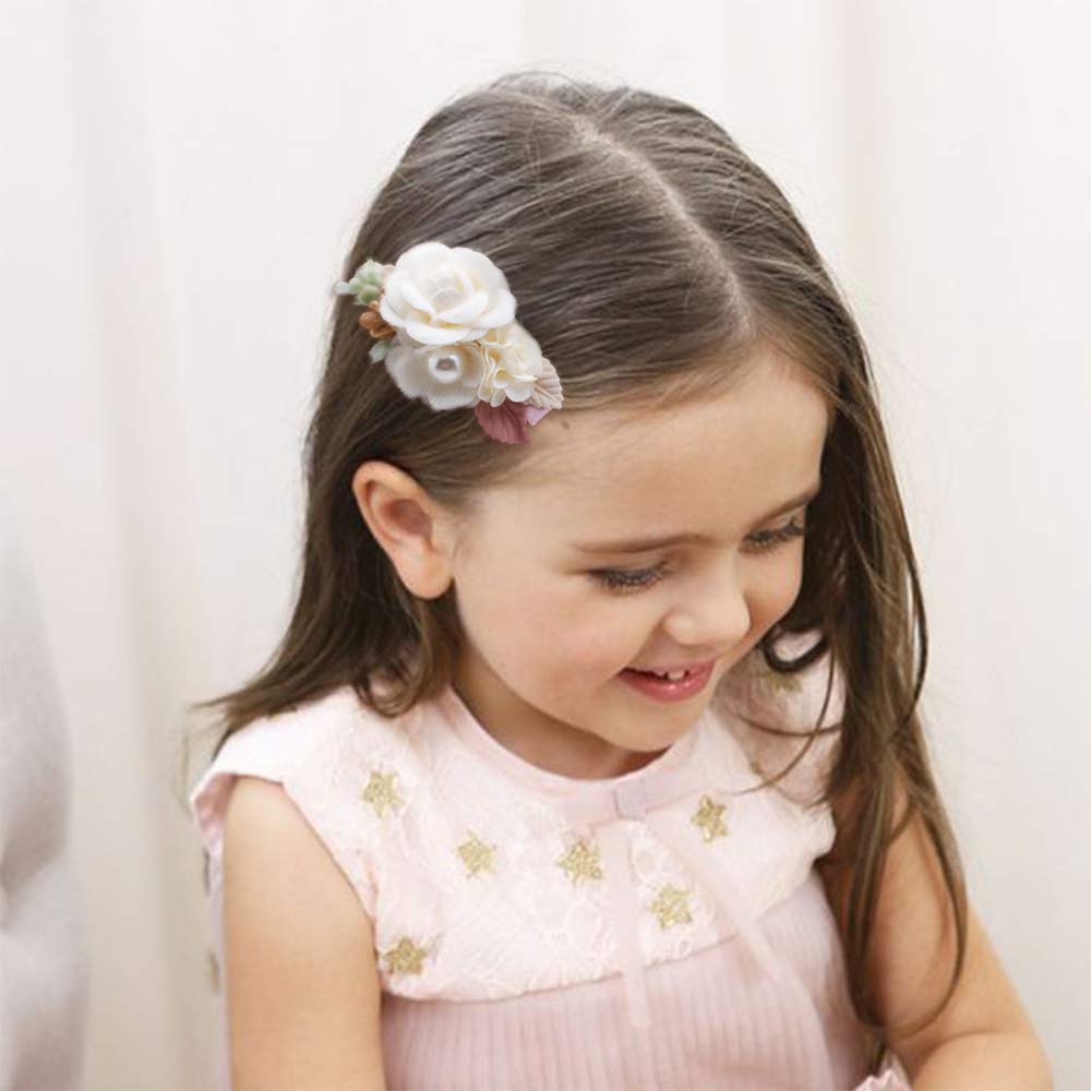 mligril Baby Girls Flower Hair Clips-3pcs Floral Hair Bows Alligator Barrettes for Infant Toddler