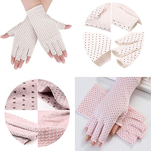 UV Shield Glove Sunblock Fingerless Gloves Manicure UV Protection from UV Drying Lamp for Gel Polish Nail Art UV Protection Driving Gloves Summer Outdoor Gloves for Women and Girl Short and Long,Black