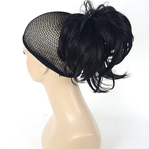 Lydell Adjustable Messy Style Ponytail Hair Extension Synthetic Hair-Piece with Jaw Claw Amzing Shape For You (1# Black)