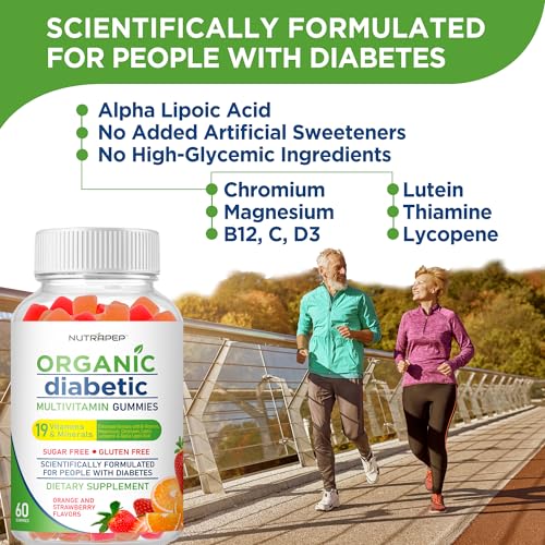 NutraPep Premium Multivitamin Chewable Gummies for Women & Men - Sugar-Free & Gluten Free Supplement Vitamins - Calcium Magnesium Zinc Manganese Thiamine Biotin…