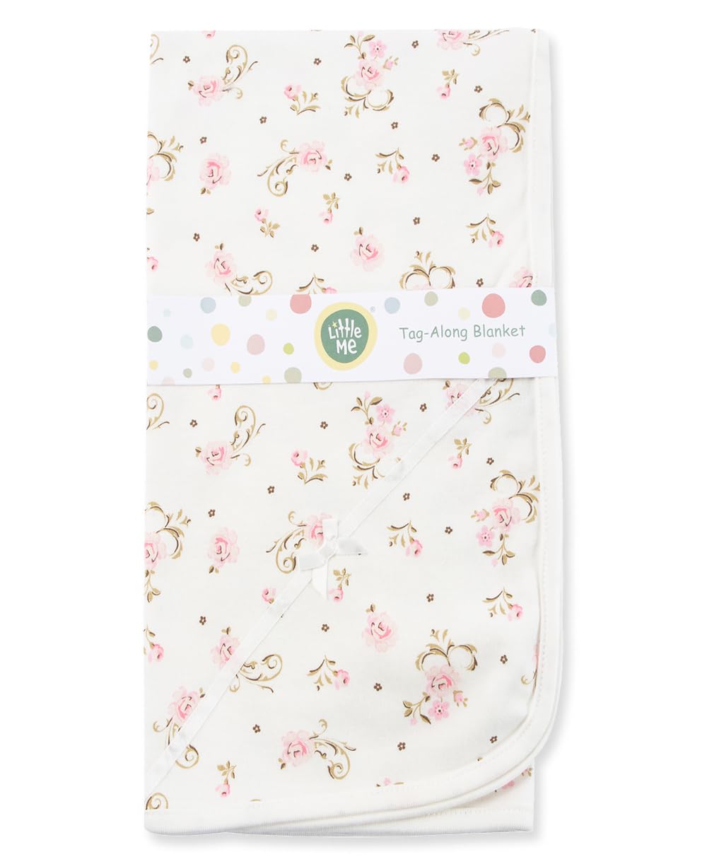 Little Me baby girls nursery swaddling blankets, Vintage Rose, One Size US