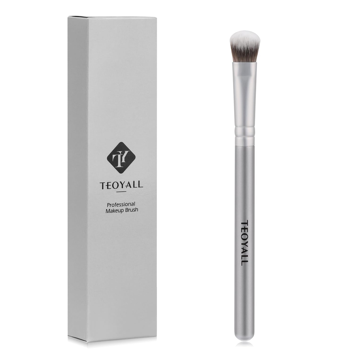 TEOYALL Under-Eye Concealer Brush, Small Flat Angled Synthetic Bristles Flawless Coverage Multitask Brush with Liquid Cream Powder