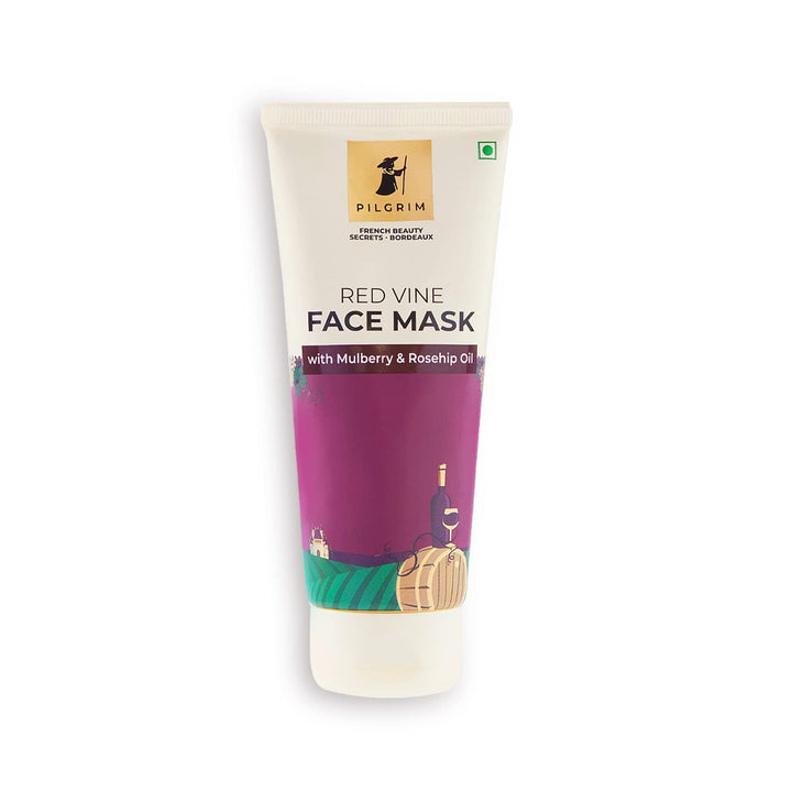 Pilgrim Red Vine Face Mask | Hydrating & Nourishing Overnight Face Pack | with Mulberry Extract & Rosehip Oil | Deep Pore Cleansing & Skin Rejuvenation | 3.53 Oz (100g)