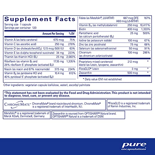 Pure Encapsulations Multi T/D - Multivitamin & Mineral Supplement - for Daily Wellness, Cardiovascular & Immune Health* - Rich in Vitamins & Minerals - Gluten Free & Vegetarian - 120 Capsules