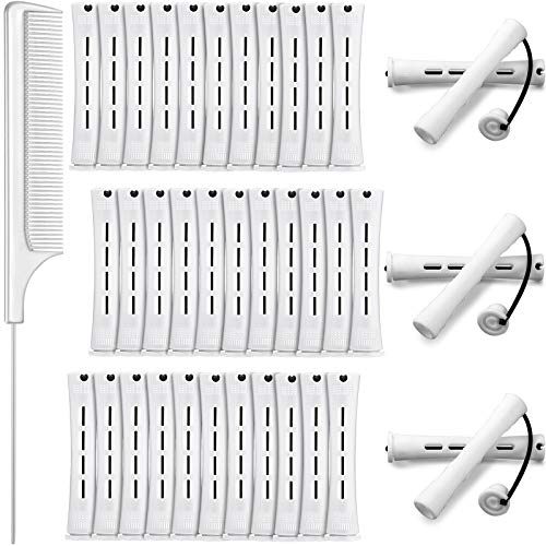 WILLBOND 36 Pieces Cold Wave Rod Hair Perm Rods Hair Rollers Perming Rods Curlers with Steel Rat Tail Comb for Hairdressing Styling
