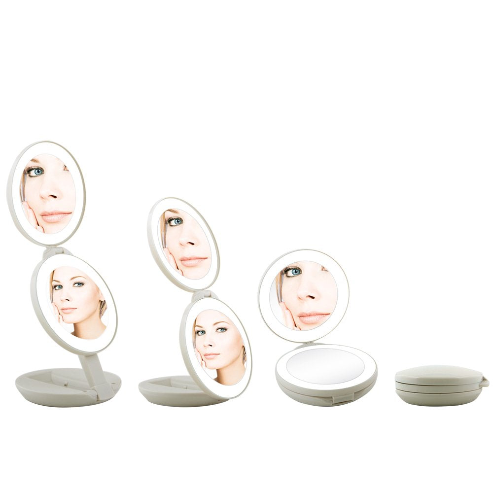 Zadro Dual LED Lighted 10X/1X Magnification Travel Mirror, White