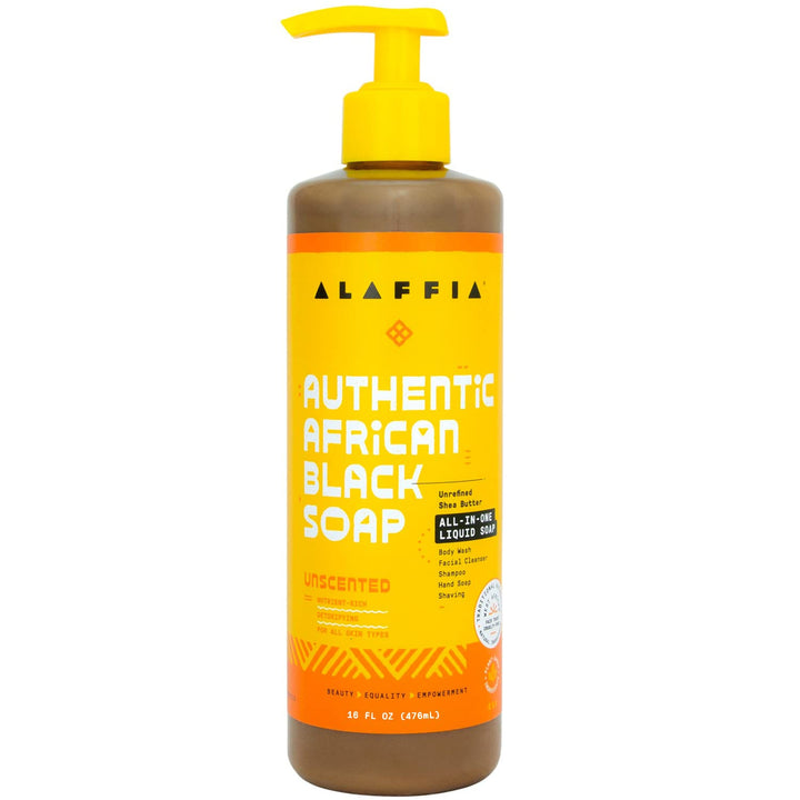 Unscented : Alaffia - Authentic African Black Soap, Unscented, 16 Ounces