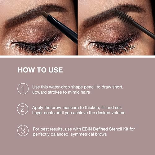 Dual Eye Brow Pencil Natural Espresso - 2-in-1 Eye Brow Pencil and Eyebrow gel Masacara, Stay on All Day, Perfect for Feathering in Hair Like Stroke, Flawless Brows, Cruelty Free