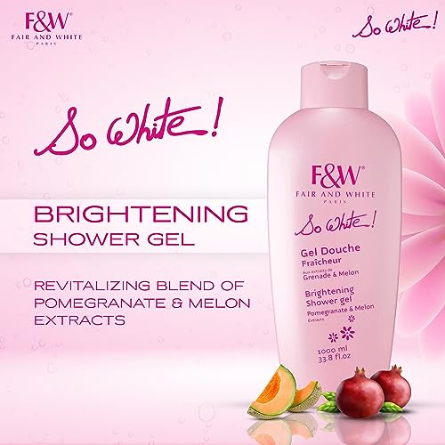 FAIR WHITE Fair & White So White! Refreshing And Brightening Shower Gel With Pomegranate & Melon Extracts, 1000Ml / 33.8Fl. Oz