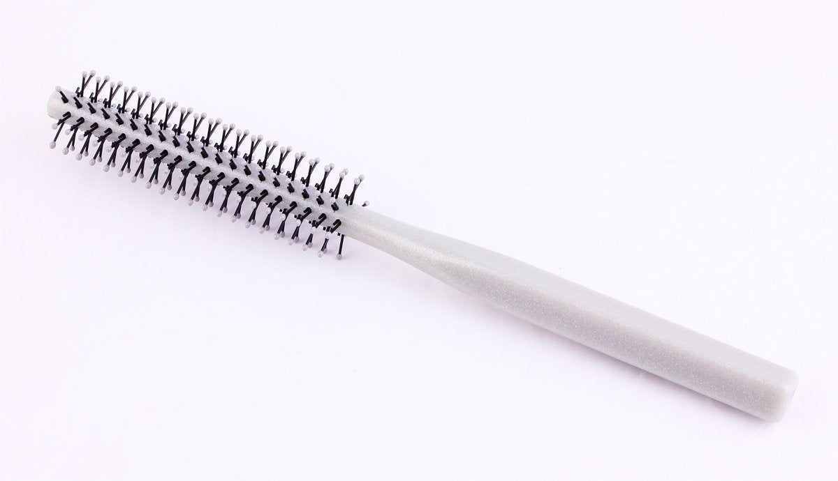 Small Mini Plastic Round Hair Styling Brush with Nylon Bristle for Short Hair Blow Drying, 1 Inch Diameter Barrel