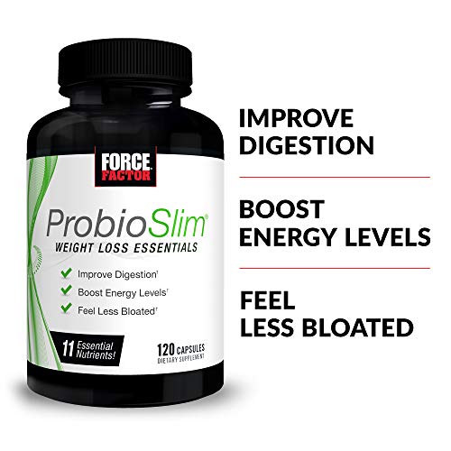 FORCE FACTOR ProbioSlim Weight Loss Essentials Complete Daily Digestive Health and Weight Loss Probiotic Supplement for Women and Men with Electrolytes and Green Tea Extract, 120 Capsules