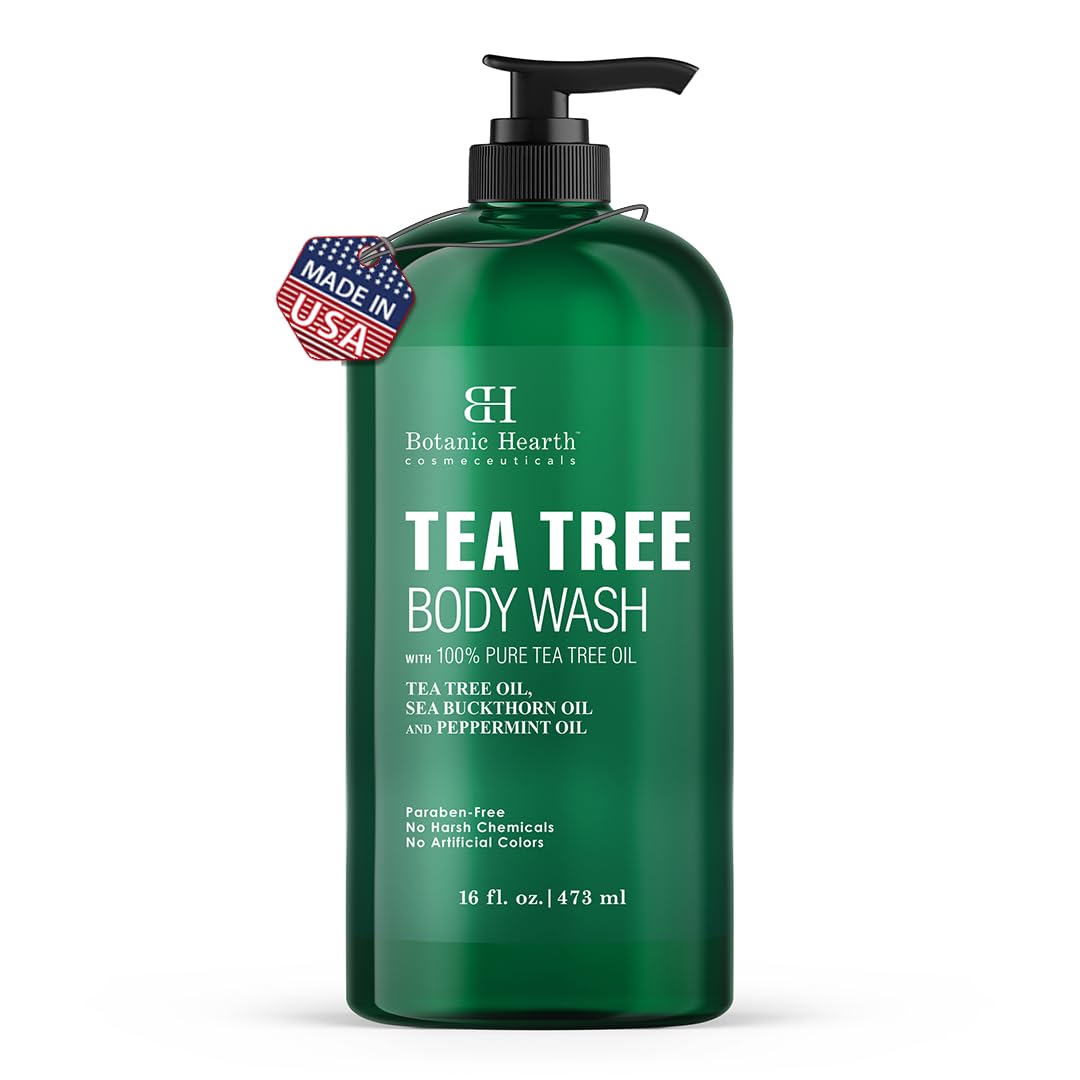 Botanic Hearth Tea Tree Body Wash Helps Nail Conditions Athletes Foot Ringworms Jock Itch & Body Odor Soothes Itching & Promotes Healthy Skin and Feet Naturally Scented 16fl oz