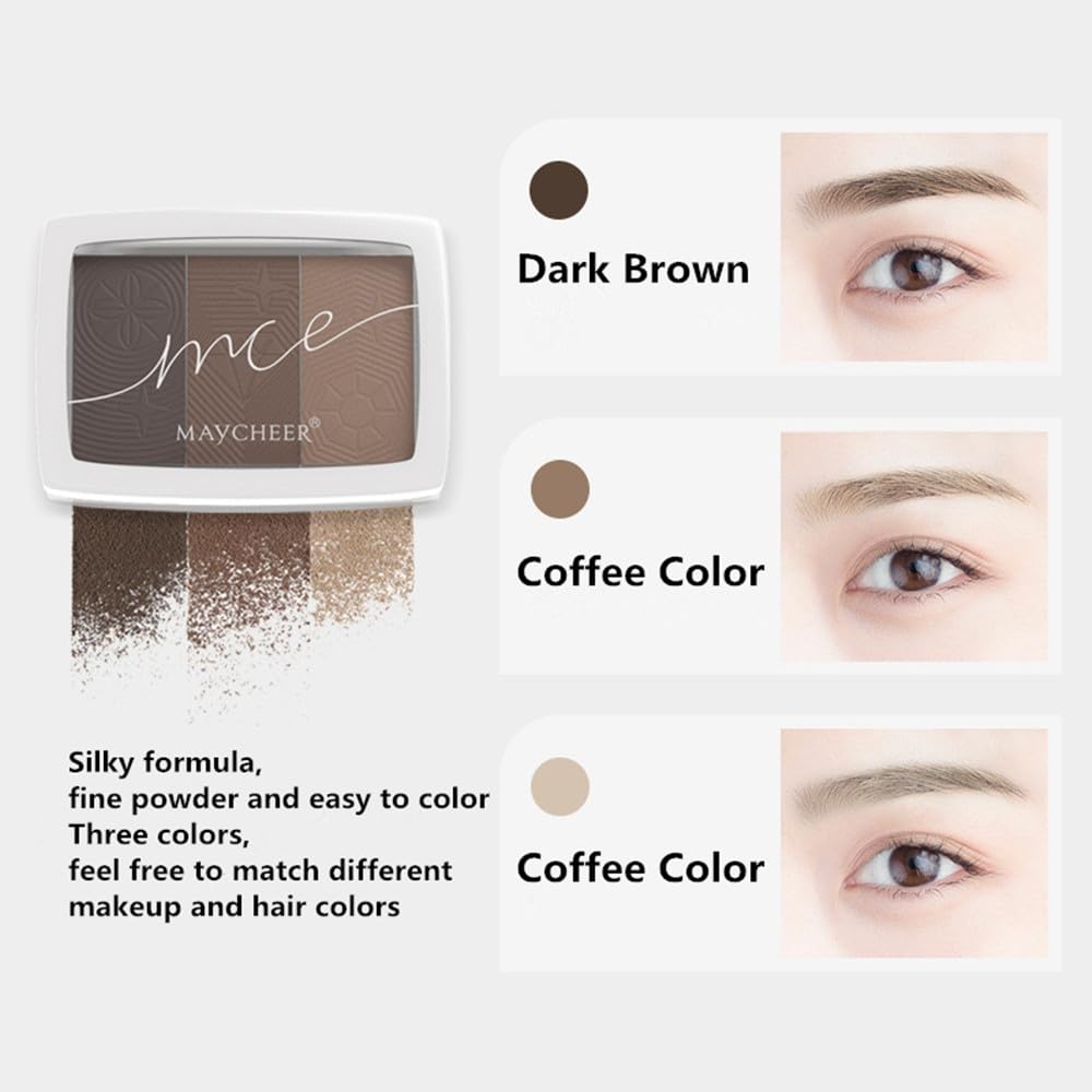 Brow powder, 3-color eyebrow powder palette, long-lasting eyebrow makeup, eyebrow defining powder eyebrow filler for perfect brows