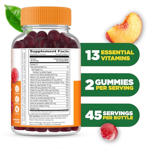 Lifeable Prenatal Multivitamin with Iron and Choline | Great Tasting prenatal Vitamins for Women | Vegetarian Non-GMO prenatal Gummies | 90 Gummies