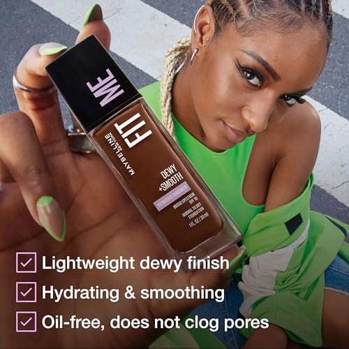 Maybelline Fit Me Dewy + Smooth Liquid Foundation Makeup, Sun Beige, 1 Count (Packaging May Vary)