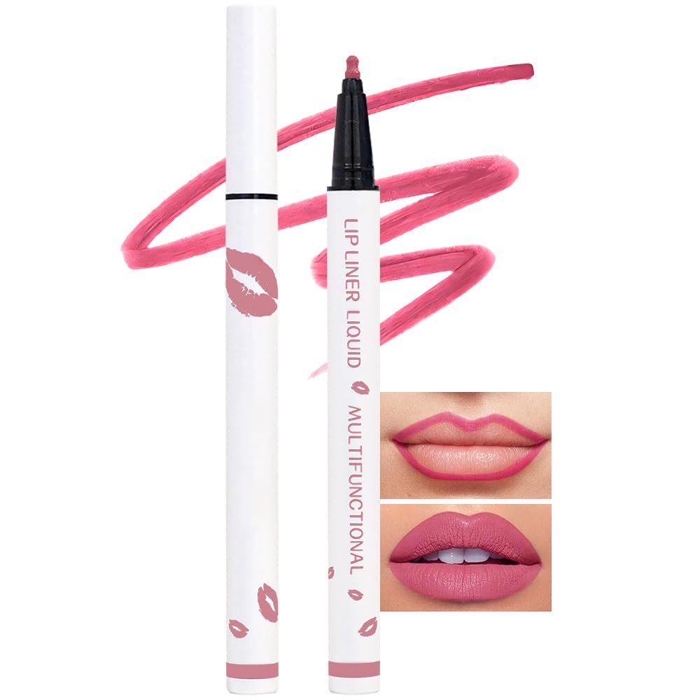 Kaely Dusty Pink Longwear Liquid Lip Liner Waterproof, 24 Hour Long Lasting Lip Liner Stain Peel Off Marker Pen, 2-in-1 Matte Semi Permanent Lipliner & Lipstick, Vegan & Cruelty-Free, 10