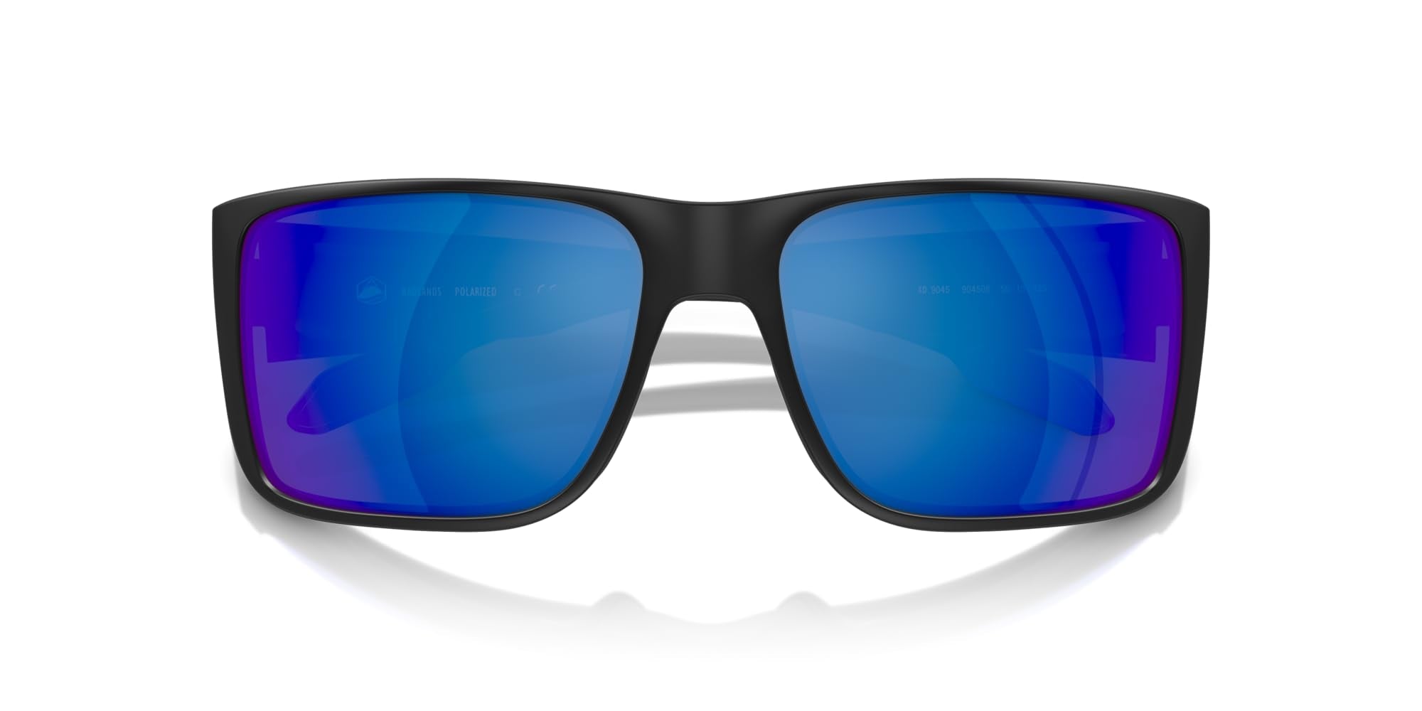 Native Eyewear Men's Badlands Rectangular Sunglasses, Matte Black/Blue Mirrored Polarized, 58 mm