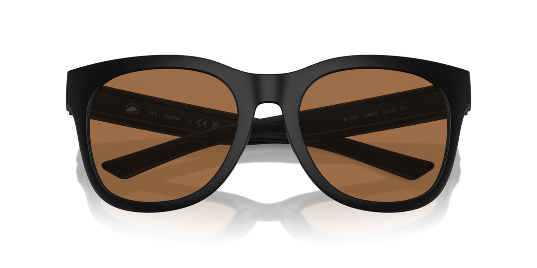 Native Eyewear Women's Tiaga Square Sunglasses, Matte Black/Brown Polarized, 55 mm