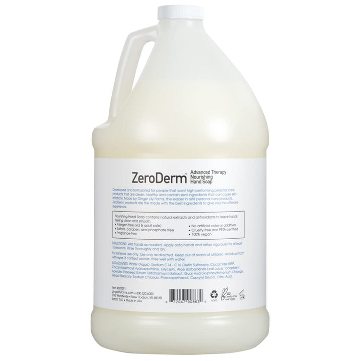 Ginger Lily Farms Botanicals ZeroDerm Advanced Therapy Nourishing Liquid Hand Soap Refill 100% Vegan Cruelty-Free Fragrance-Free, Unscented, 128 Fl Oz