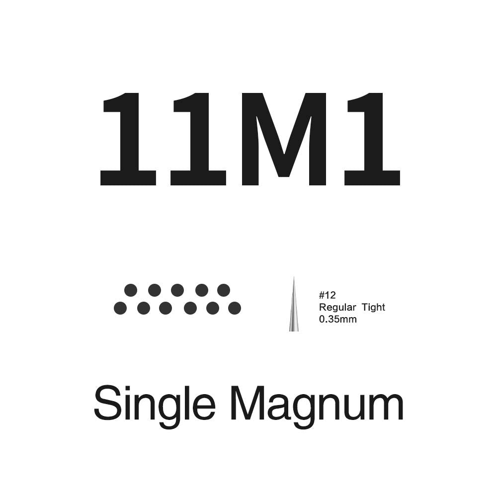 Stigma #12(11M1) Standard Disposable Tattoo Needle Cartridges with Membrane Safety Cartridges for Tattoo Artists Weaved Magnum Shader 20Pcs Standard Pack EN05-20-1211M1