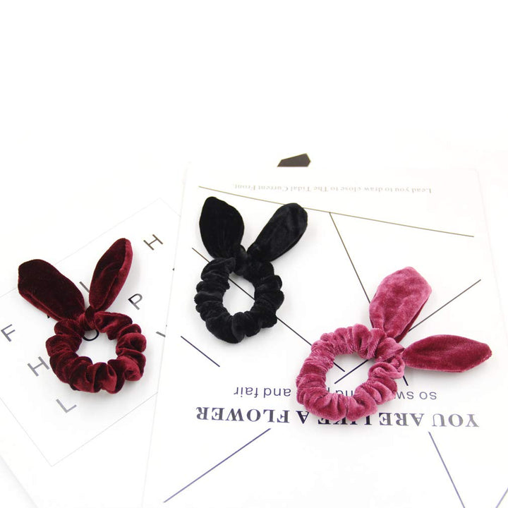 Susulu 12 Pack Hair Scrunchies Velvet Scrunchy Bobbles Elastic Hair Bands (12pcs mix bunny velvet scrunchie)