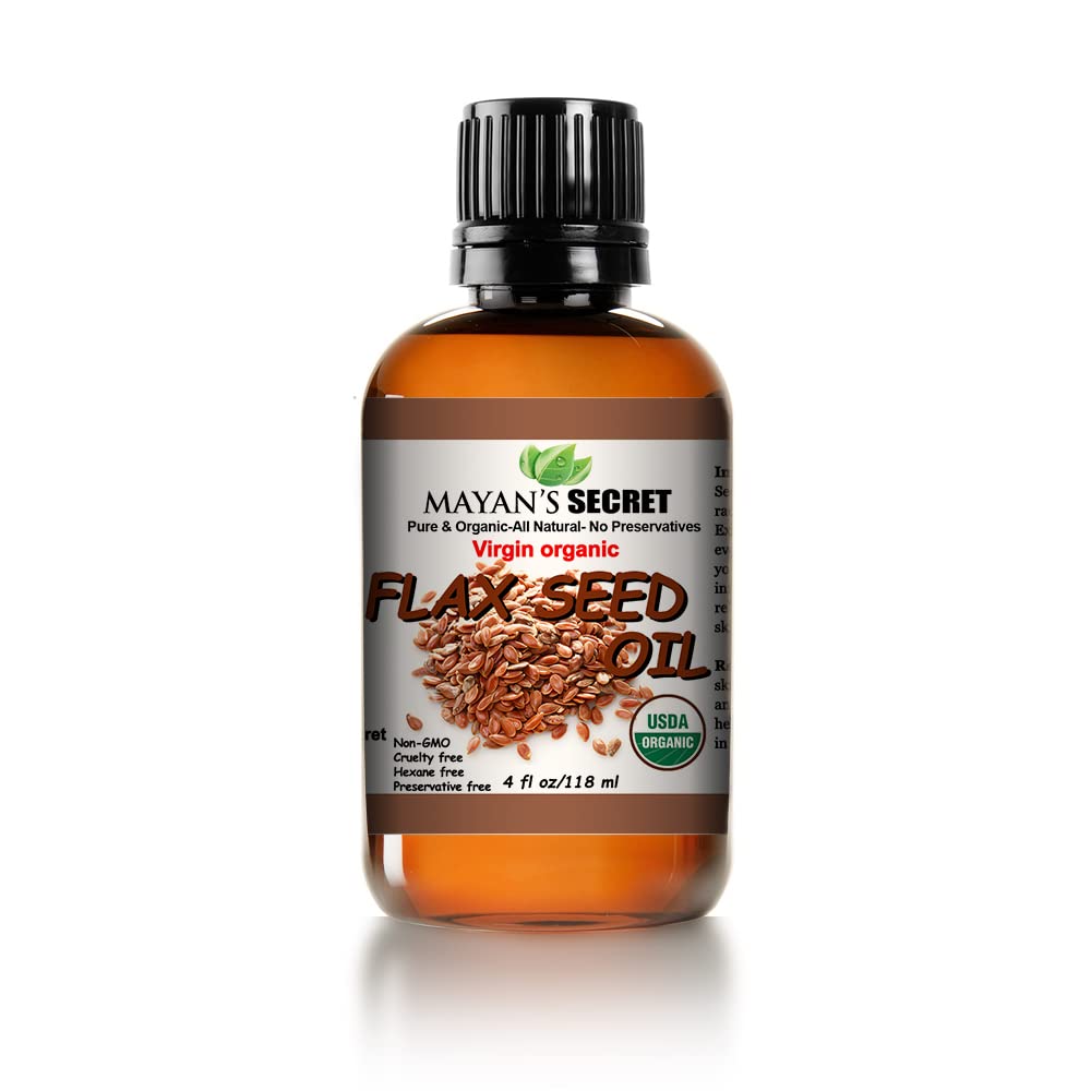 Mayan's Secret Pure Carrier and Essential oils for Skin Care, Hair, Body Moisturizer for Face-Anti Aging Skin Care (Flax Seed Oil Organic, 4oz)