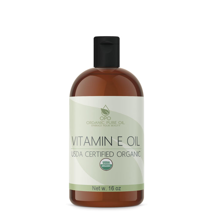 Vitamin E Oil - Organic, USDA Certified Organic, 43,000 IU, Natural Vegan Cruelty-Free Bulk Extra Strength for Face Skin Hair Body Eyelashes Locs Nails - Moisturizer DIY Cream Lotion (16 oz.)