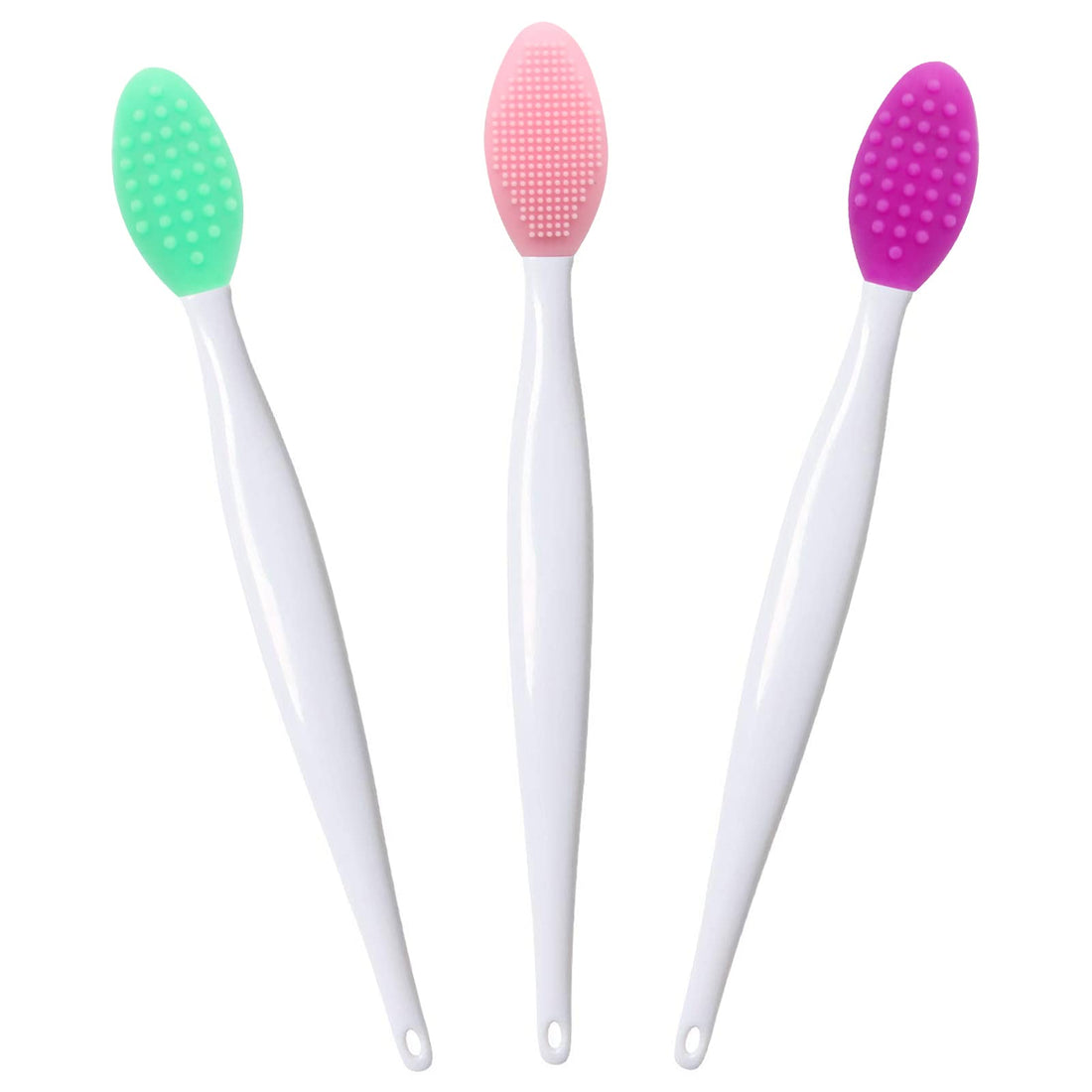 Lip Scrub Brush Lip Brush Tool,Double-Sided Silicone Exfoliating Lip Brush,Gentle Lip Exfoliator Scrubber Brush for Smooth,Soft,Bright,and Healthy Lips(3 PCS) 3 Colors