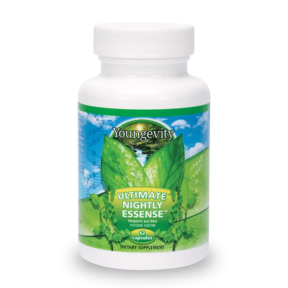 Youngevity Ultimate Nightly Essense - Probiotics with Enzymes - 14 + Strains - Systemic Enzymes - Cutting Edge - 62 Capsules (Pack of 1)