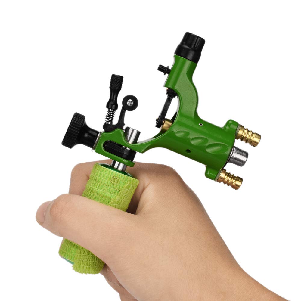 Atomus Rotary Tattoo Machine Gun Kit Professional Liner Shader Tattoo Motor Machine With Grip Tube Wrench Elastic Bandage Beginners Tattoo Kit Tattoo Supplies (Green)