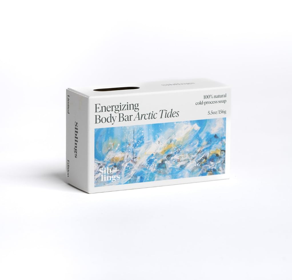 Siblings Essentials, Energizing Body Bar, Rejuvenating Body Bar Soap (Arctic Tides) Revitalize Dull Dry Skin, Natural Botanical and Essential Oils