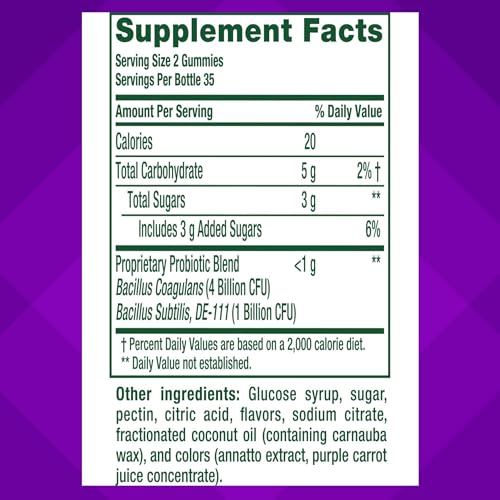 Vitafusion Probiotic Gummy Supplements, Raspberry, Peach and Mango Flavors, Probiotic Nutritional Supplements with 5 Billion CFUs, America’s Number 1 Gummy Vitamin Brand, 35 Day Supply, 70 Count