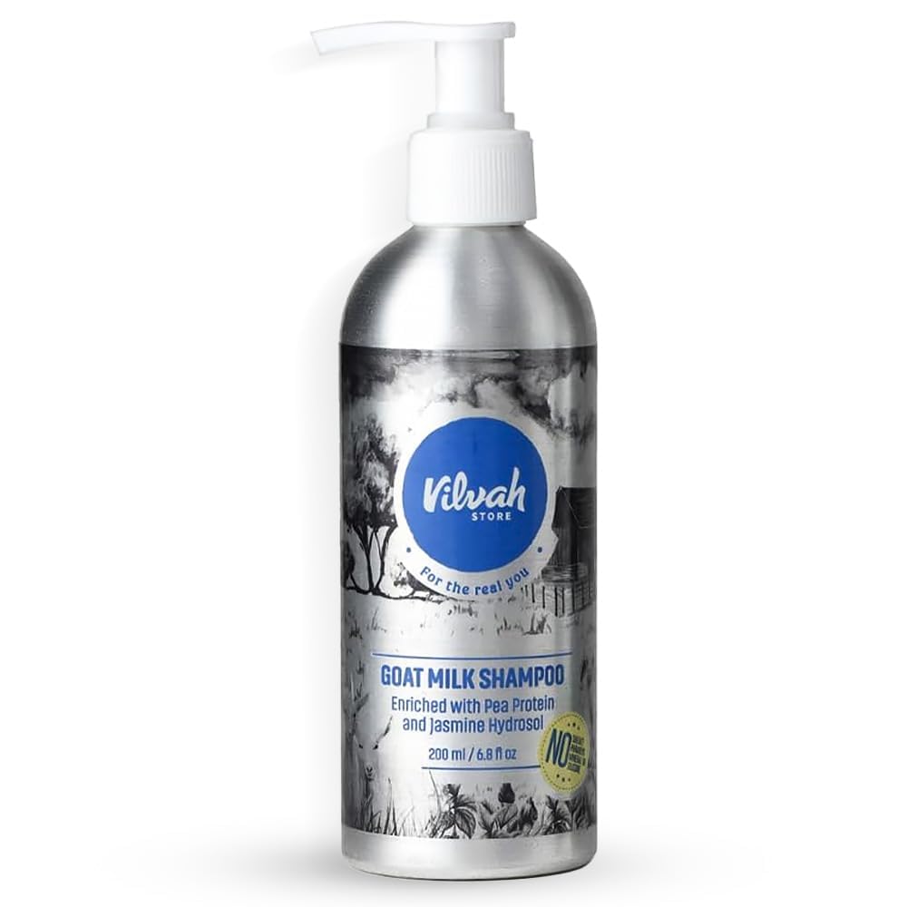 Vegan Vivah Store Goat Milk Shampoo, For Dry & Frizzy Hair with Pea Protein and Goat Milk, Strong & Shiny Hair, No Sulfates, No Paraben, Shampoo For Men and Women, 200ml
