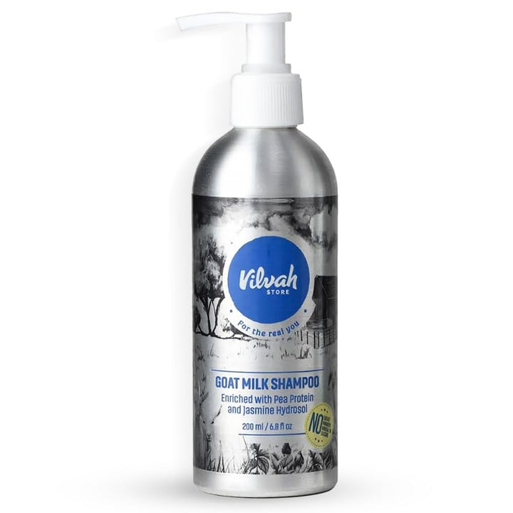 Vegan Vivah Store Goat Milk Shampoo, For Dry & Frizzy Hair with Pea Protein and Goat Milk, Strong & Shiny Hair, No Sulfates, No Paraben, Shampoo For Men and Women, 200ml